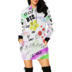 KPOP Band Print Hoodie Mini Dress