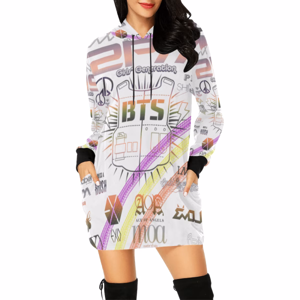 BTS Print Women's Hoodie Mini Dress