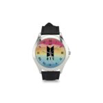BTS Logo Watch Texture Rainbow Leather Strap Watch - Image 2