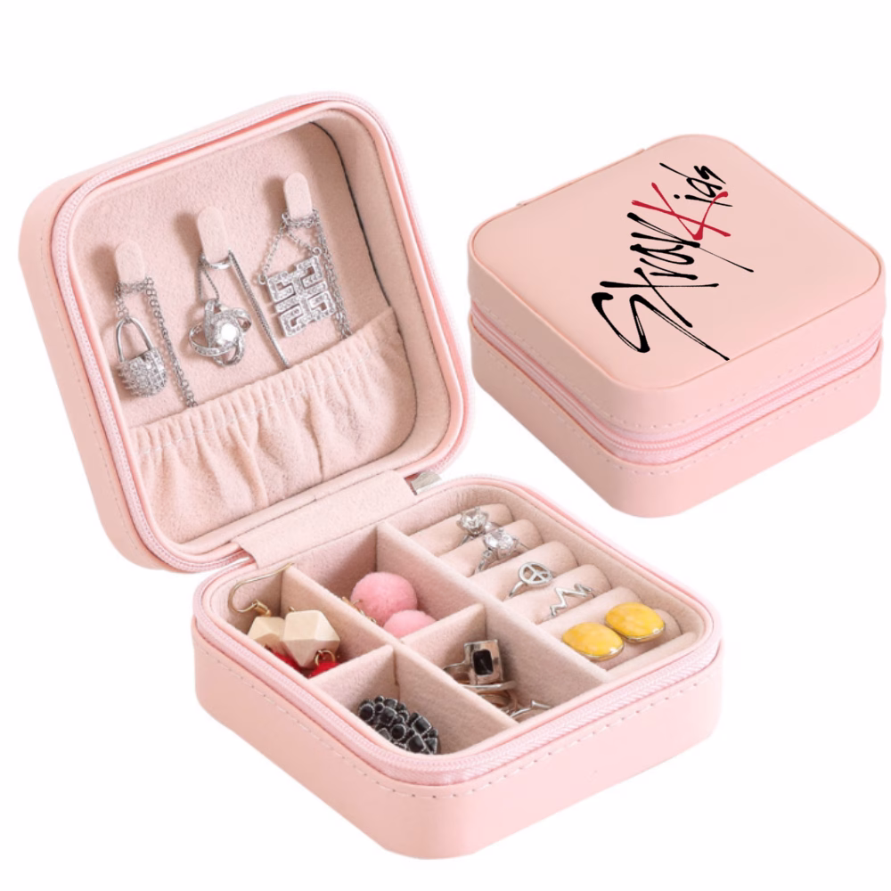 010cac616e84d11d020118948afe84ee.png Stray Kids Mini Pink Leather Jewelry Zippered Box - Image 1