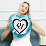 Red Velvet Multicolor Heart Sequins Pillowcase