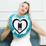 BTS Multicolor Heart Sequins Pillowcase