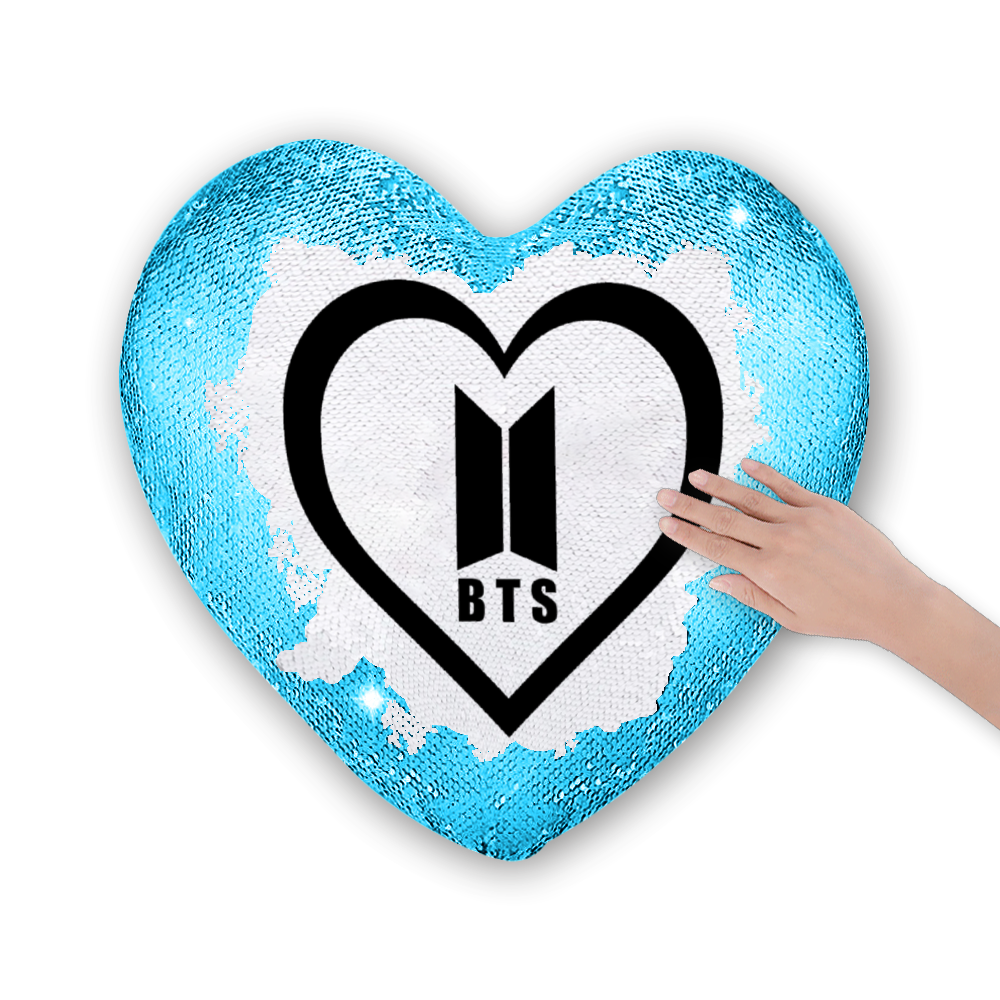 BTS Multicolor Heart Sequins Pillowcase