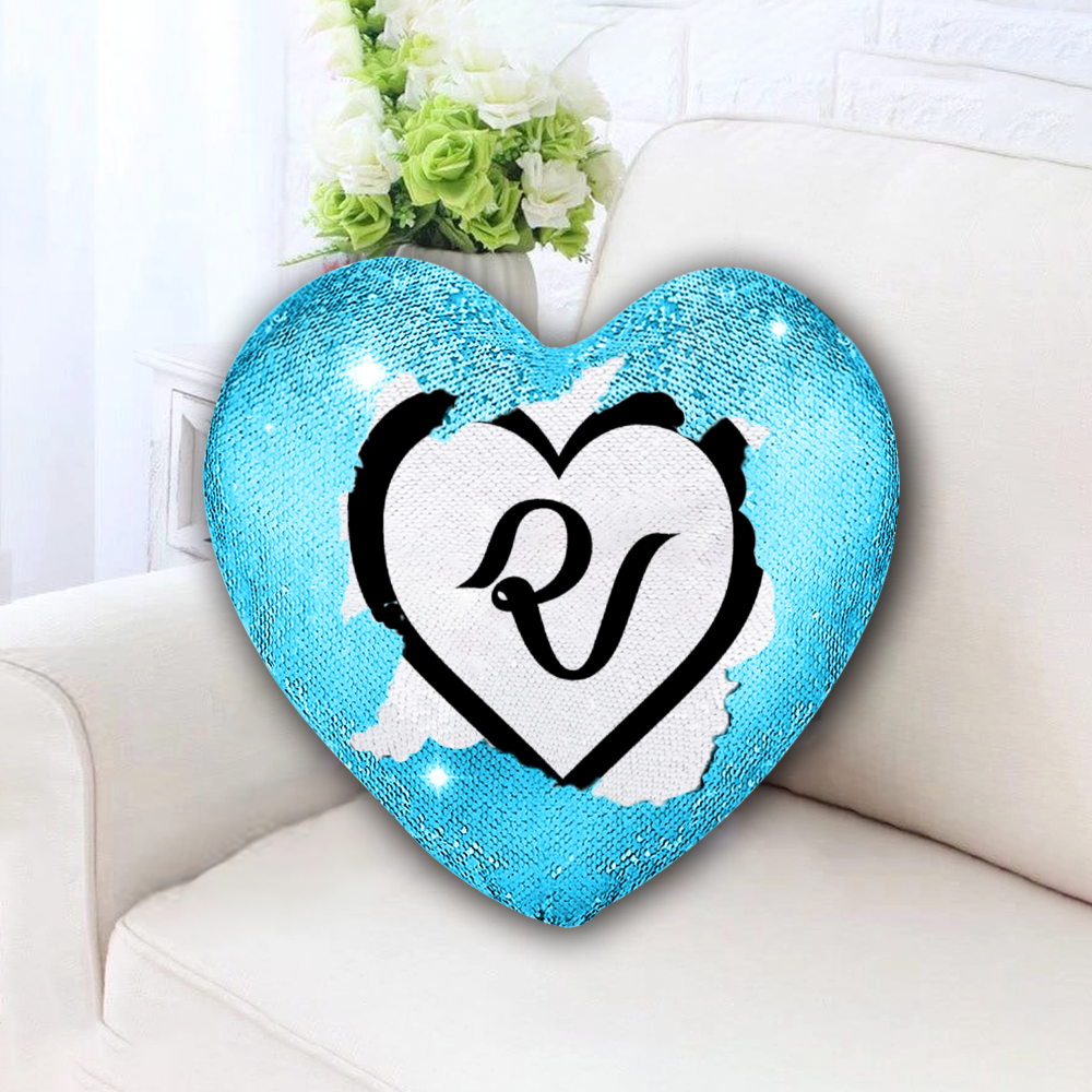 Red Velvet Multicolor Heart Sequins Pillowcase