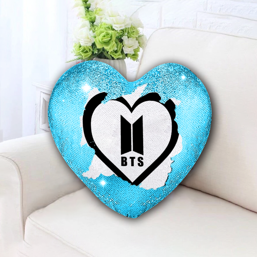 BTS Multicolor Heart Sequins Pillowcase