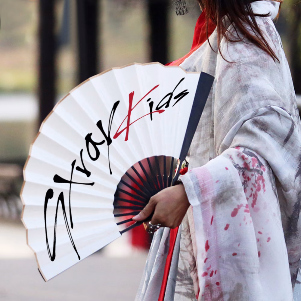 14402aa15ef077a2ee7e3587124cbe60.png Stray Kids Double-Side Silk Folding Fan - Image 1