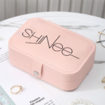 Shinee Pink Leather Jewelry Zippered Box