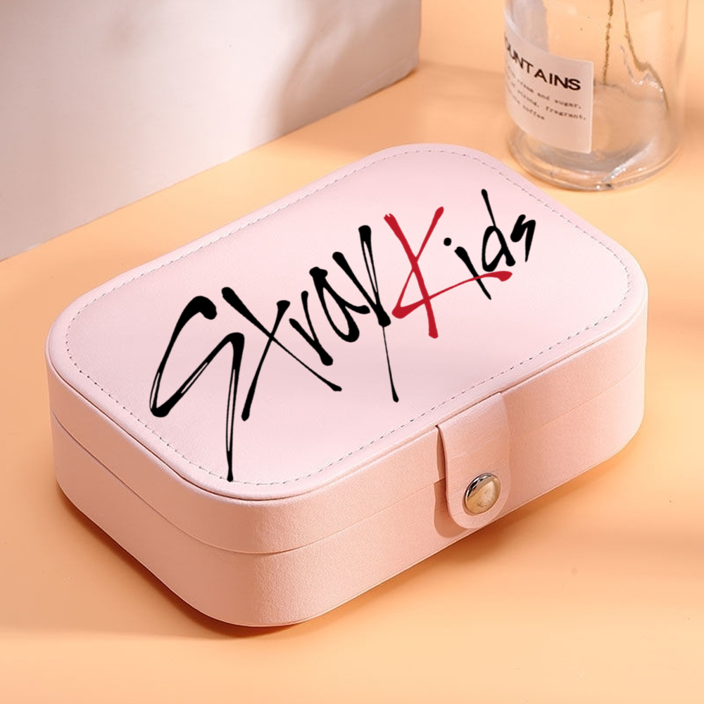 Stray Kids Pink Leather Jewelry Zippered Box